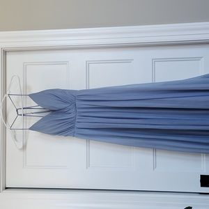 Azazie slate blue bridesmaid maxi dress size A0 chiffon